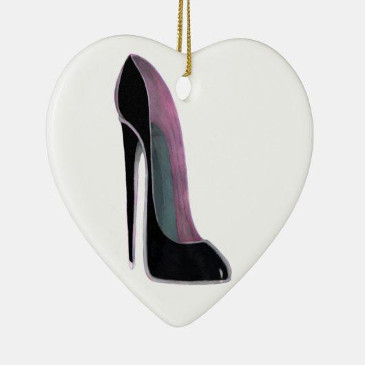 Zwarte stiletto shoe hartversiering keramisch ornament (Rechts)