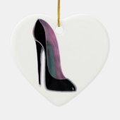 Zwarte stiletto shoe hartversiering keramisch ornament (Achterkant)