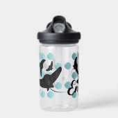 Zwarte Stingrays Ocean Bubbles Kinder naam Waterfles (Voorkant)