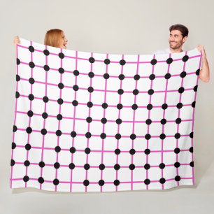 Zwarte stip en roze raster geometrisch patroon fleece deken