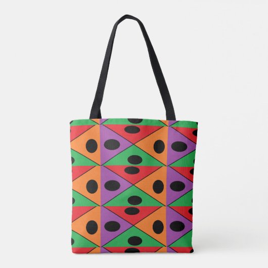 Zwarte stip gepatterd tote bag (Achterkant)