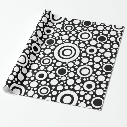Zwarte Stippen & cirkels Net + uw backgr. Cadeaupapier (Uitgerold)
