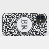 Zwarte Stippen & cirkels Net + uw backgr. en tekst Case-Mate iPhone Case (Achterkant (horizontaal))