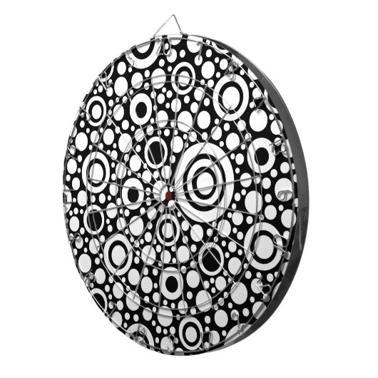 Zwarte Stippen & cirkels Net + uw backgr. en tekst Dartbord (Voorkant Rechts)