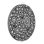 Zwarte Stippen & cirkels Net + uw backgr. en tekst Dartbord (Voorkant Links)