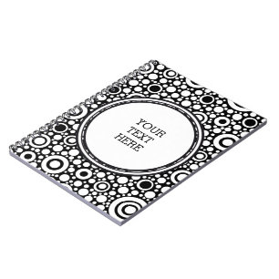 Zwarte Stippen & cirkels Net + uw backgr. en tekst Notitieboek