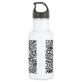 Zwarte Stippen & cirkels Net + uw backgr. en tekst Waterfles (Achterkant)