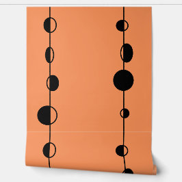 Zwarte stippen en verticale lijnen op Sinaasappel Behang