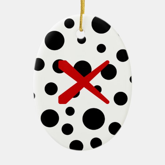 Zwarte Stippen Keramisch Ornament (Voorkant)