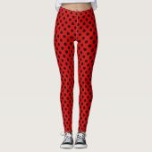 Zwarte Stippen op Rood Leggings (Voorkant)