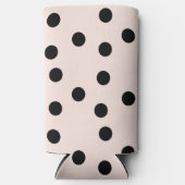 Zwarte stippen op roze seltzer blikjeskoeler (Voorkant)