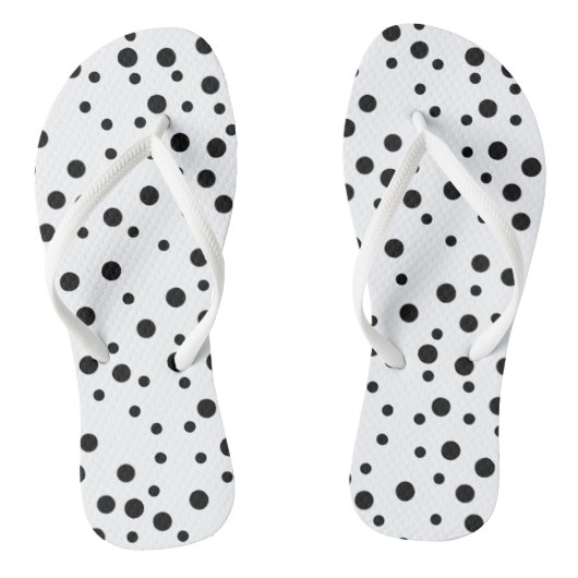 Zwarte Stippen op Witte Flipflops Teenslippers (Voetbed)