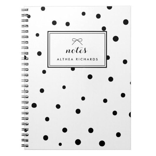 Zwarte Stippen Patroon Gepersonaliseerd Notitieboe Notitieboek (Voorkant)