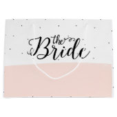 Zwarte stippen roze streep groot cadeauzakje (Voorkant)