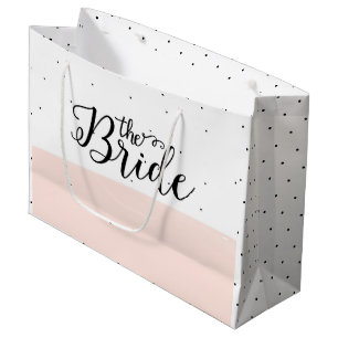 Zwarte stippen roze streep groot cadeauzakje