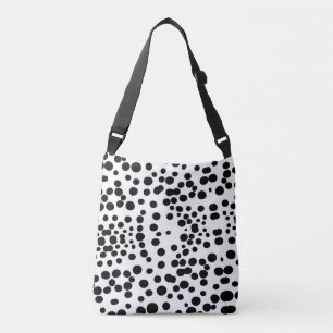 Zwarte stippen witte achtergrond koe dalmatische h crossbody tas