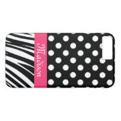Zwarte Stippen Zebra Strepen Roze Naam Case-Mate iPhone Case (Achterkant (Horizontaal))