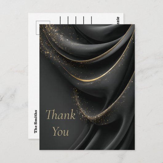 Zwarte stof glinsterende goud dank u kaart (Voorkant / Achterkant)