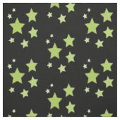 Zwarte stof met groene sterren (Swatch)