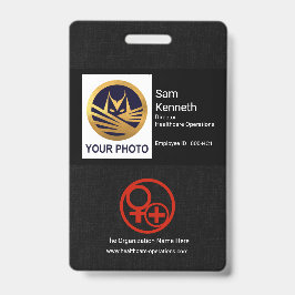 Zwarte Stof Textuur Foto Sjabloon Gezondheidszorg Badge