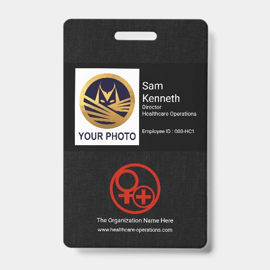 Zwarte Stof Textuur Foto Sjabloon Gezondheidszorg Badge (Voorzijde)