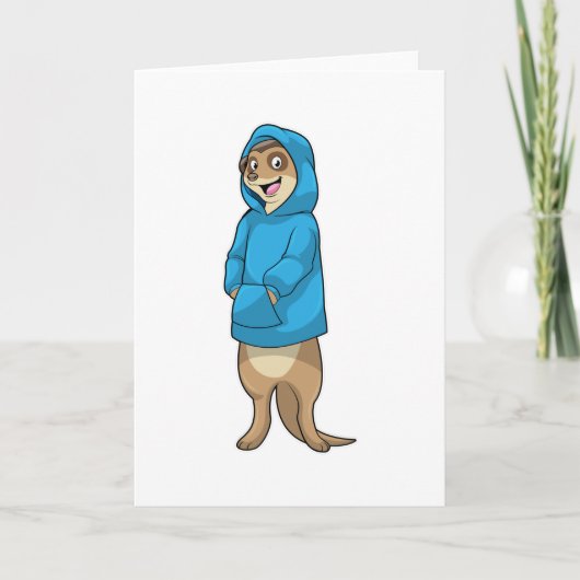 Zwarte stokstaartje met hoodie kaart (Voorkant)