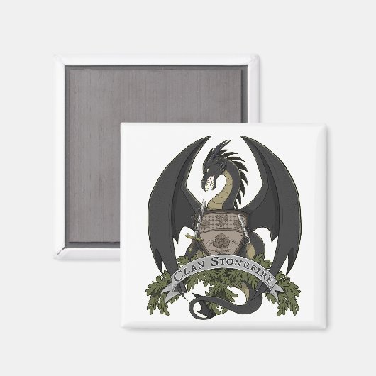 Zwarte Stonefire Dragon Crest Magnet (Voorkant / Achterkant)