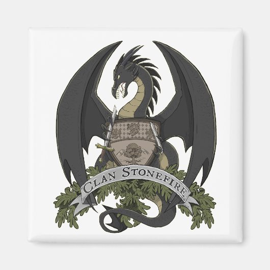 Zwarte Stonefire Dragon Crest Magnet (Voorkant)