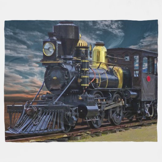 Zwarte-stoommotor Fleece Deken (Voorkant (Horizontaal))