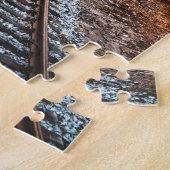  zwarte-stoommotortreinen in Bossen Legpuzzel (Zijkant)