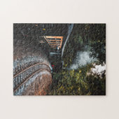  zwarte-stoommotortreinen in Bossen Legpuzzel (Horizontaal)