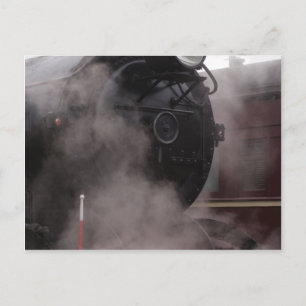 Zwarte stoomtrein briefkaart