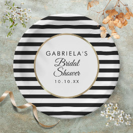 Zwarte Streep Elegante Gouden Bruidsfeest Papieren Bordje