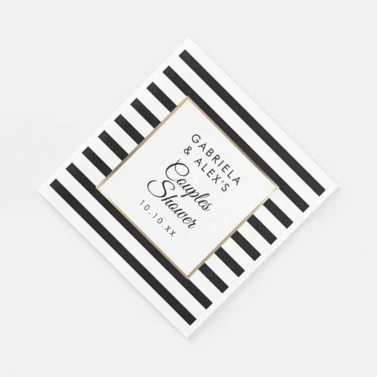 Zwarte streep Elegante Gouden Bruiloft Feest Servet (Hoek)