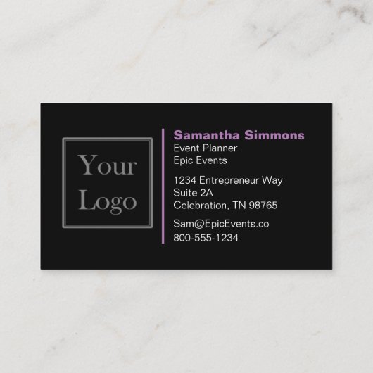 Zwarte streep en anenoom-monogrammen visitekaartje (Achterkant)