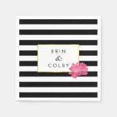 Zwarte streep en roze pony servet (Voorkant)