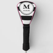 Zwarte streep | Golf | monogram met gepersonalisee Golfheadcover (Voorkant)