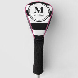 Zwarte streep | Golf | monogram met gepersonalisee Golfheadcover