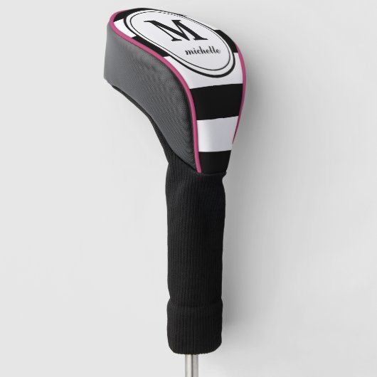 Zwarte streep | Golf | monogram met gepersonalisee Golfheadcover (Schuin)