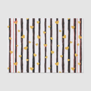 Zwarte streep met gouden harten tissuepapier