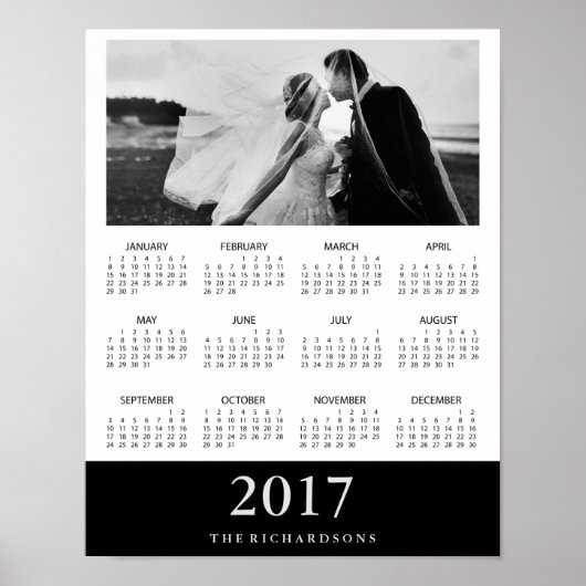 Zwarte streep | Moderne minimale fotokalender 2017 Poster (Voorkant)