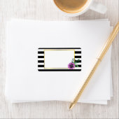 Zwarte streep & Paarse Pansy Adresetiketten Etiket (Insitu)