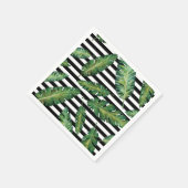 Zwarte strepen bananenblad tropisch zomerpatroon servetten (Hoek)