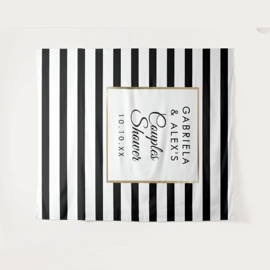 Zwarte Strepen Bruiloft Feest Fotobehang Wandkleed (Voorkant (horizontaal))