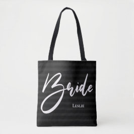 Zwarte Strepen Chic Bruidstas Wit Print Tote Bag