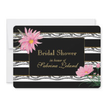 Zwarte strepen en kant Roze Bloemen Vrijgezellenfe