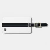 Zwarte strepen en wit met initialen bagagelabel (Voorkant horizontaal)