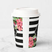 Zwarte strepen Exotische bloemen - Afstuderen papi Papieren Bekers (Links)