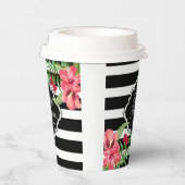 Zwarte strepen Exotische bloemen - Afstuderen papi Papieren Bekers (Rechts)