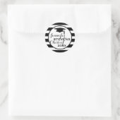 Zwarte strepen Geometrische Patroon-Afstuderen Ronde Sticker (Tas)